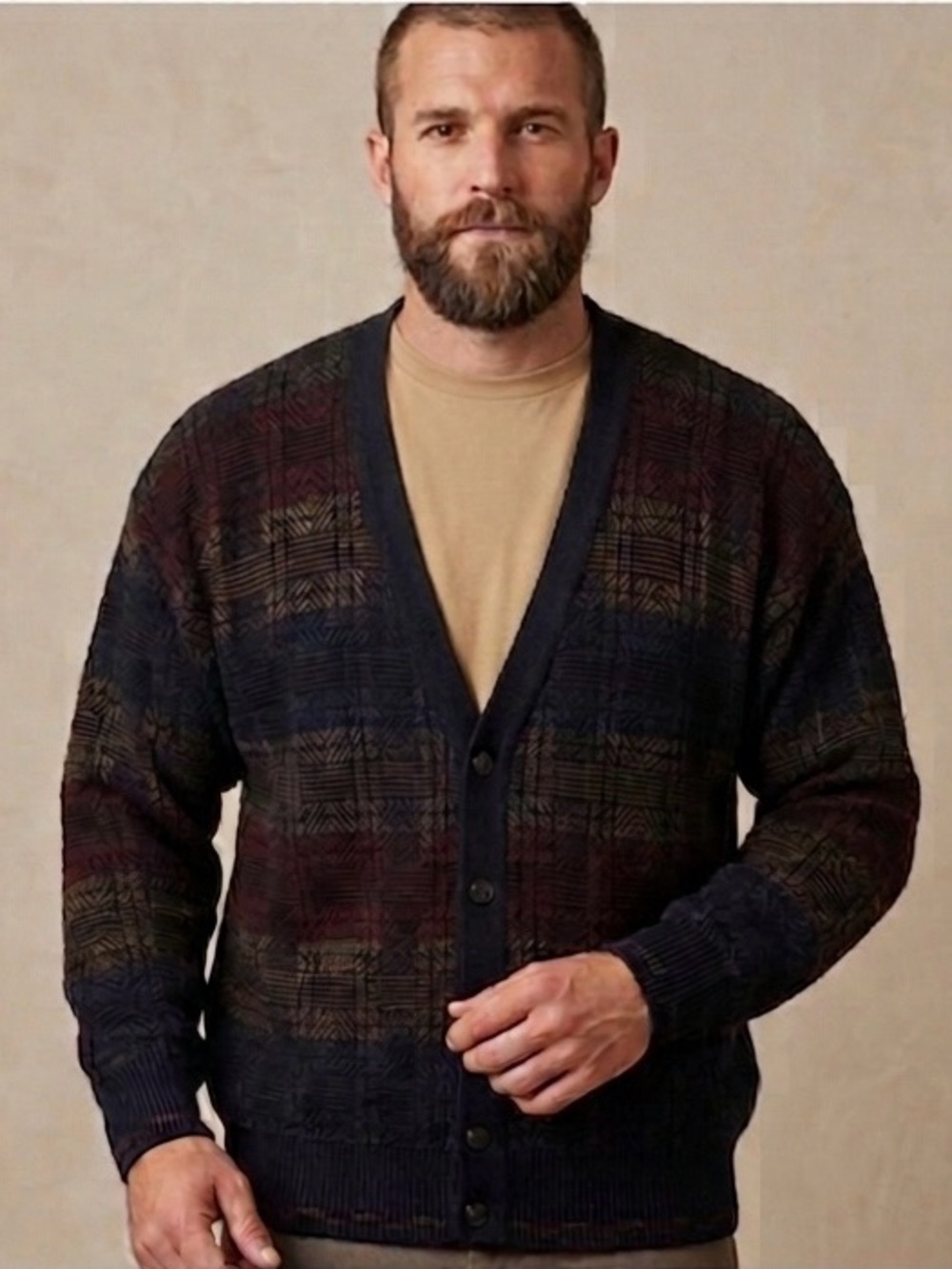 The italian Sweater Company Cardigan Striped Long Sleeve Button-Up XL